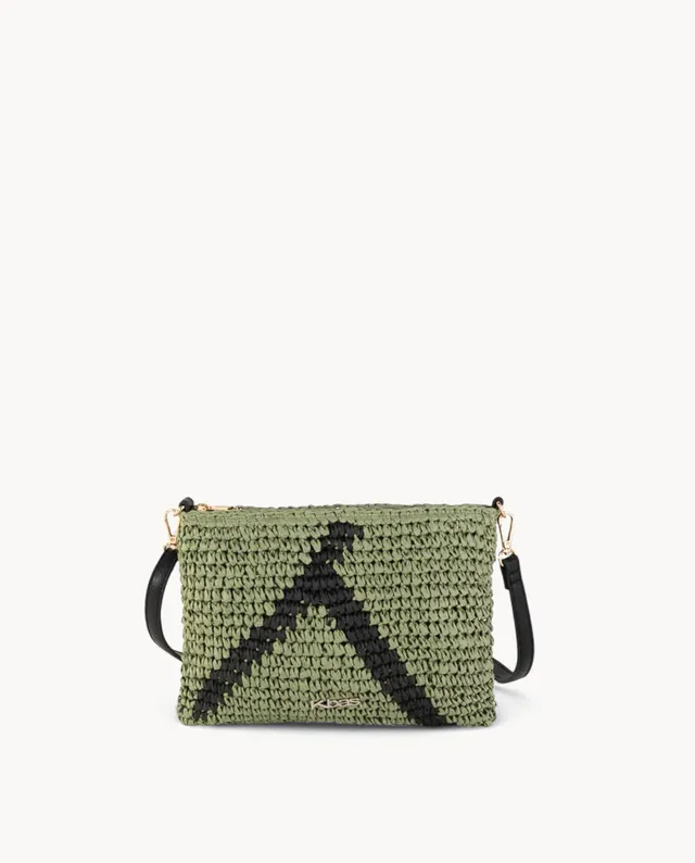 cartera-de-fibra-natural-kbas-con-cremallera-color-kaki-26-x-4-x-19-cm image 1