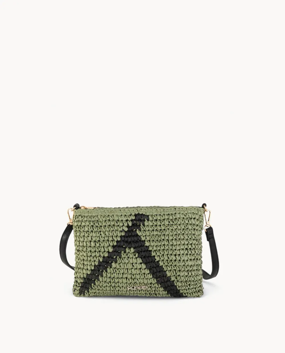 cartera-de-fibra-natural-kbas-con-cremallera-color-kaki-26-x-4-x-19-cm image 1