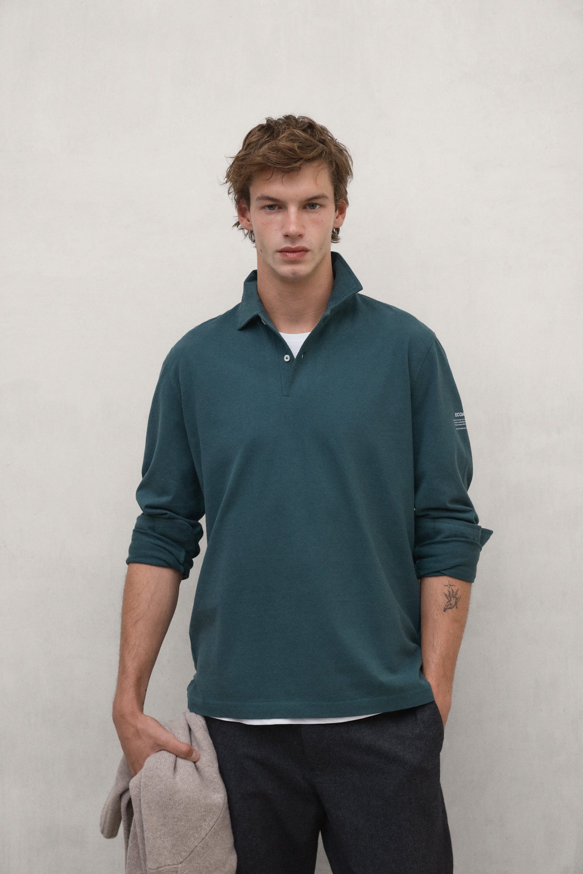 ecoalf-polo-patrick-verde-para-hombre-50-algod-n-reciclado-cuello-italiano-y-te- image 4