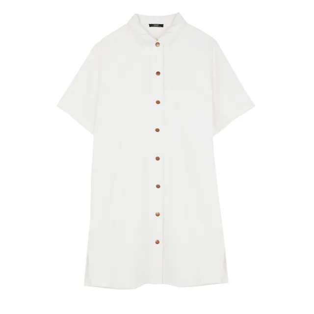 parfois-vestido-camisero-de-algod-n-crudo-mujer image 1