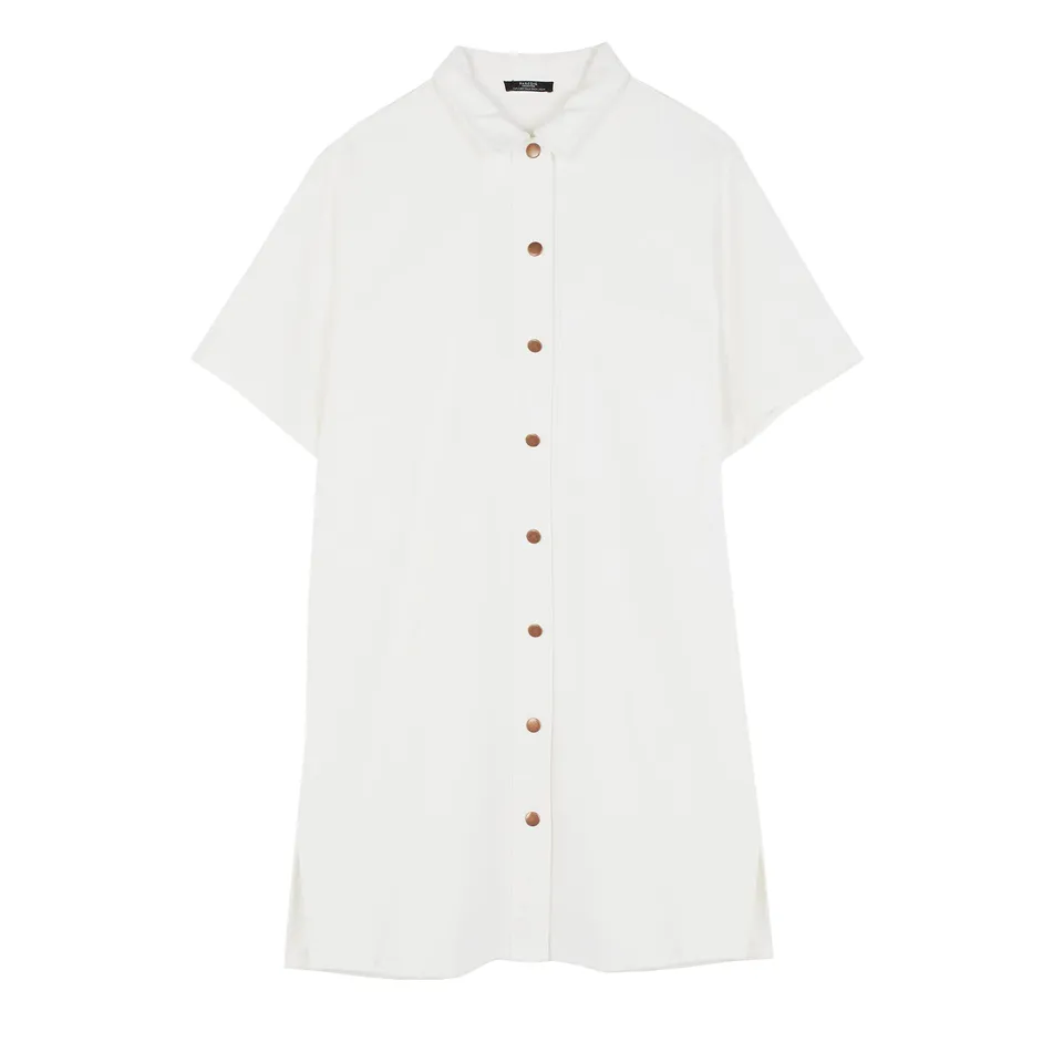 parfois-vestido-camisero-de-algod-n-crudo-mujer image 1
