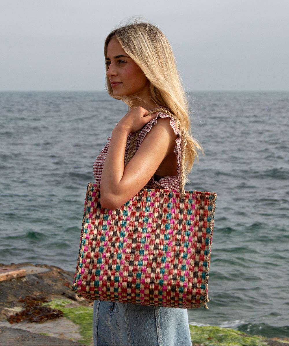 kbas-bolso-seagrass-multicolor-capazo-de-fibra-natural-para-el-d-a-a-d-a image 1