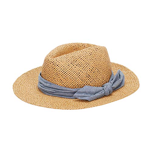 parfois-sombrero-trenzado-fedora-paja-de-papel-camel-con-cinta-a-contraste-mujer image 4