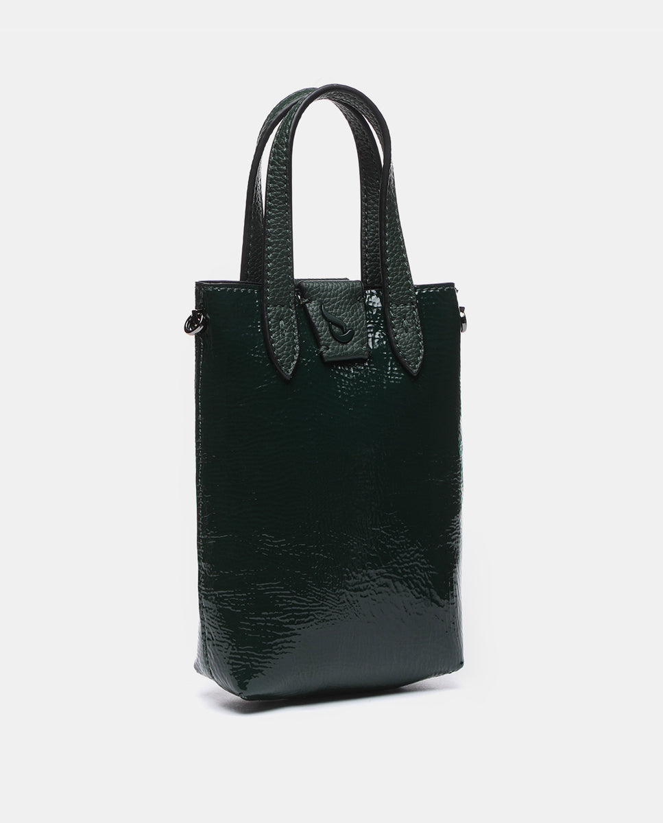 abbacino-bolso-de-mano-mini-en-charol-verde-con-bandolera-ajustable-y-extra-ble- image 2