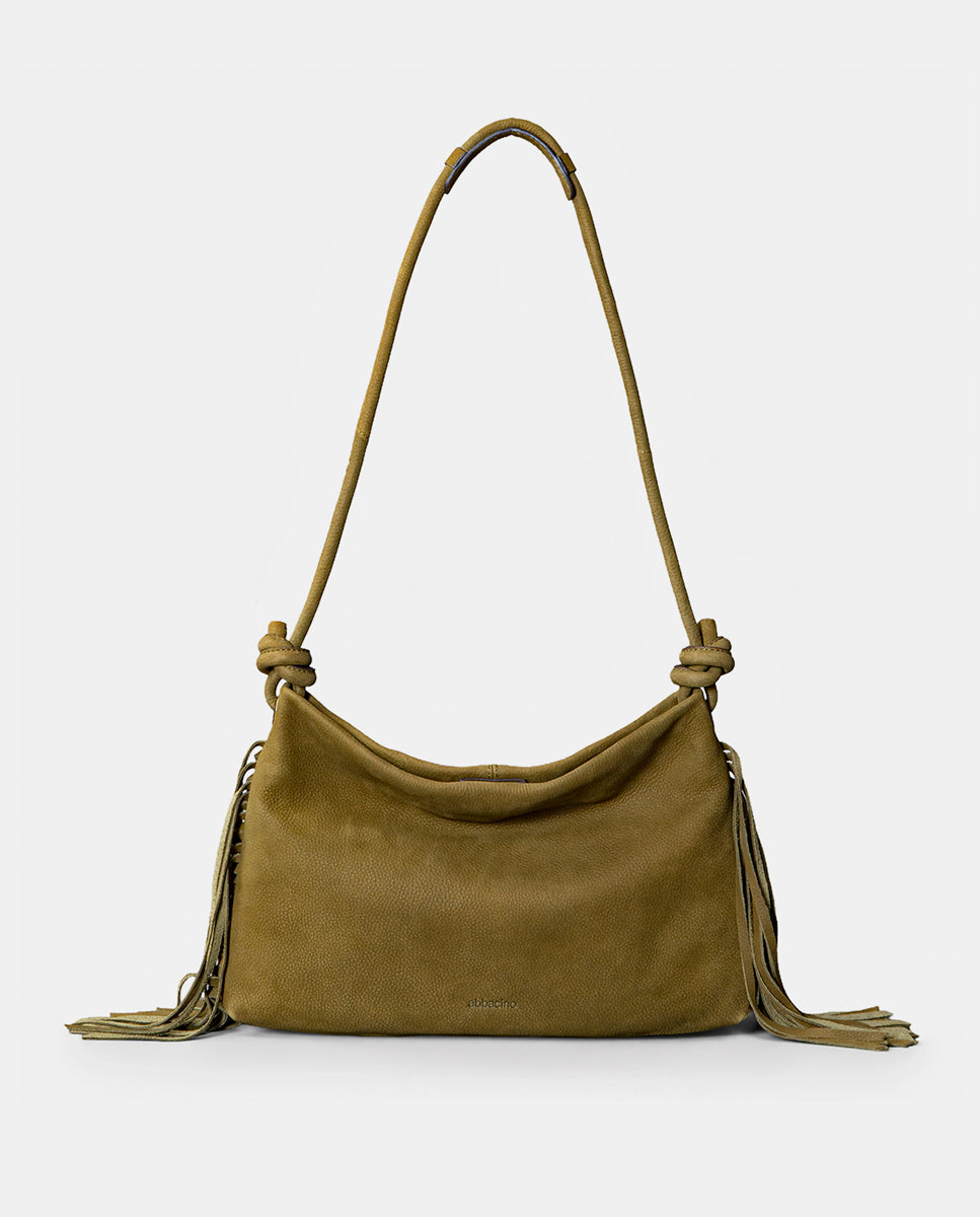 abbacino-bolso-de-hombro-mujer-piel-verde-con-flecos image 2