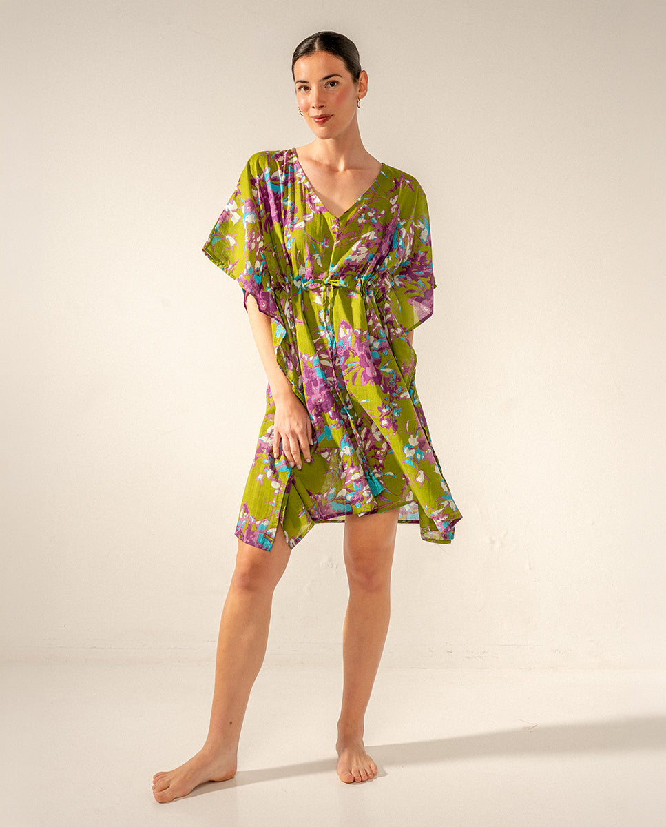 abbacino-caft-n-de-algod-n-estampado-floral-verde-talla-nica image 2