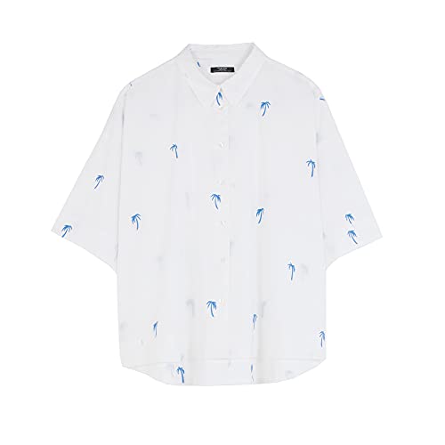 parfois-camisa-100-algod-n-bordado-palmeras-mujer-blanco image 5