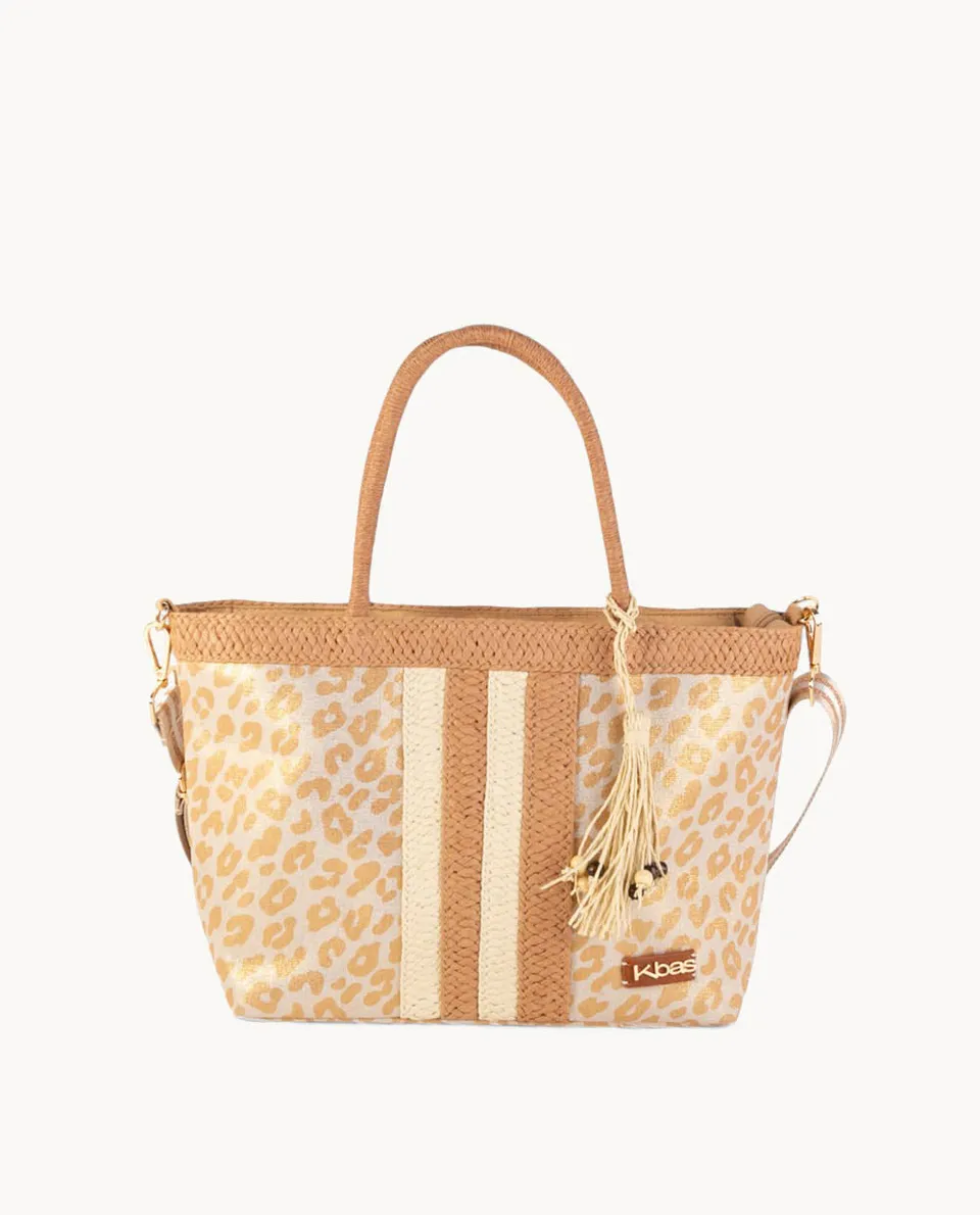 bolso-tote-peque-o-kbas-fibra-natural-y-canvas-con-cremallera-color-cobre image 1