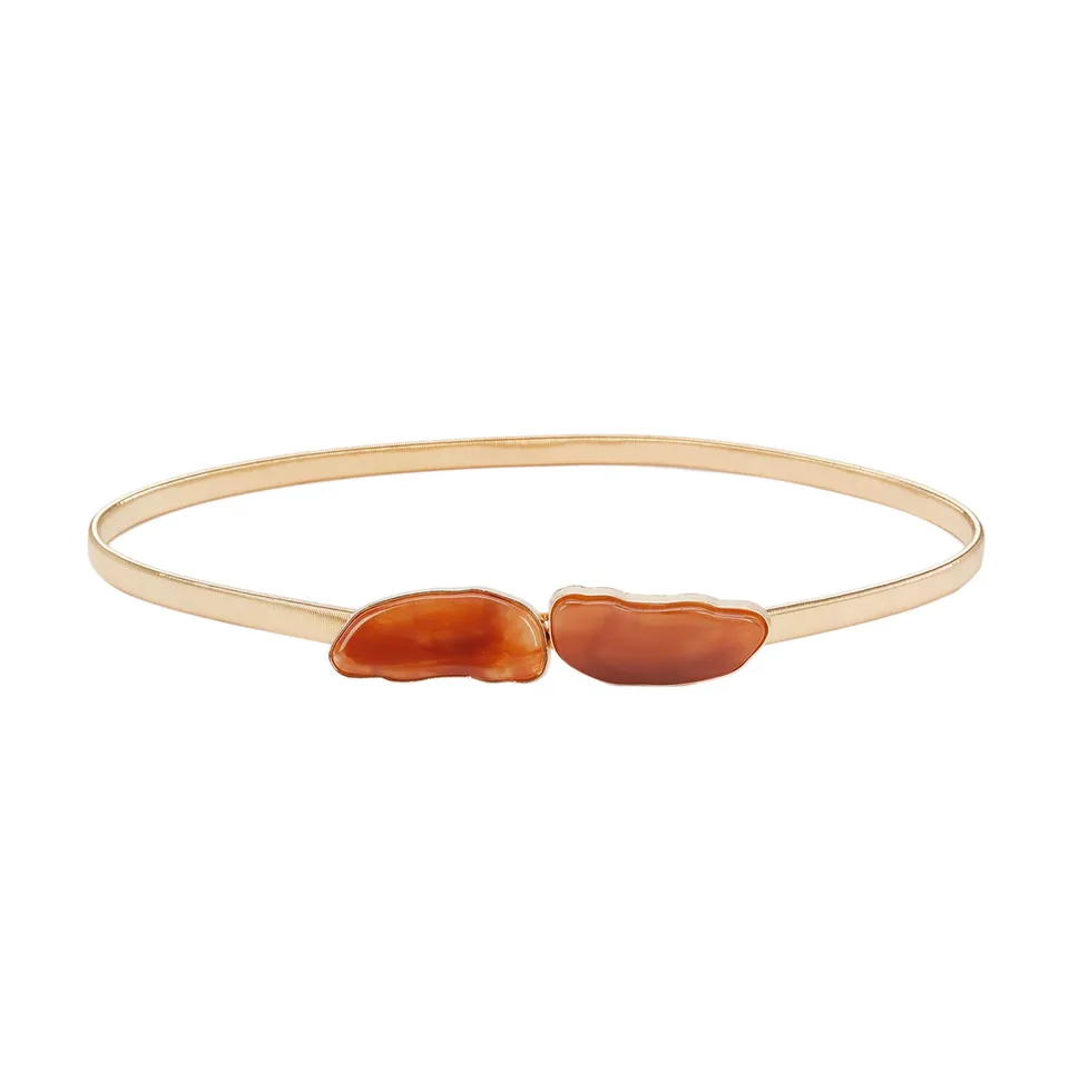 parfois-cintur-n-met-lico-el-stico-dorado-mujer image 1