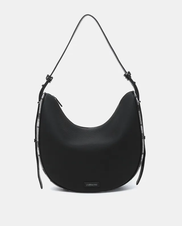 bolso-de-hombro-abbacino-estilo-hobo-en-materiales-reciclados-negro-con-cuadros- image 1