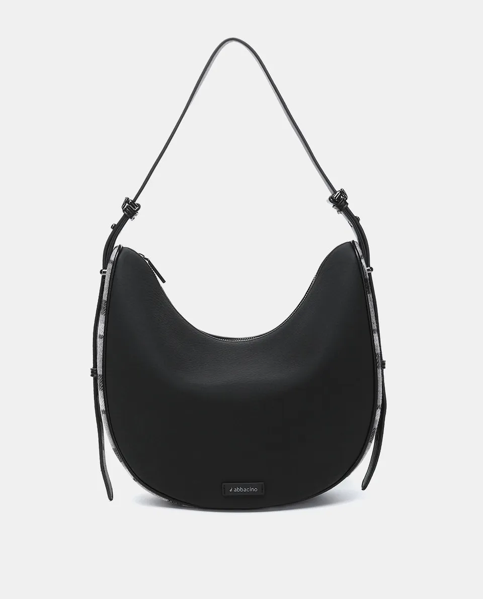 bolso-de-hombro-abbacino-estilo-hobo-en-materiales-reciclados-negro-con-cuadros- image 1