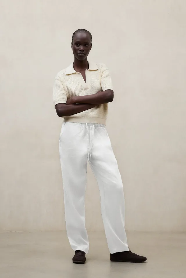 pantalones-ecoalf-indi-blanco-de-mujer-80-lino-cintura-el-stica-y-pierna-ajustad image 1