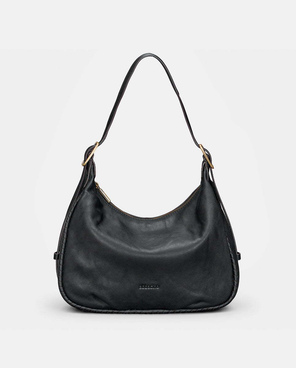abbacino-bolso-de-hombro-de-piel-negro-con-trenzado image 1