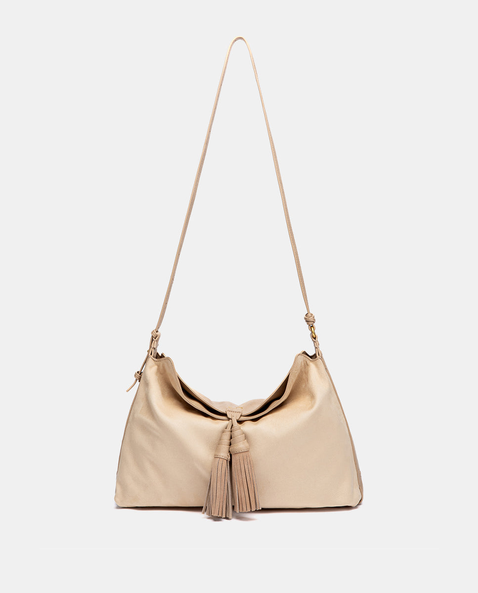 bolso-de-hombro-abbacino-antelina-reciclada-beige-con-borlas image 4