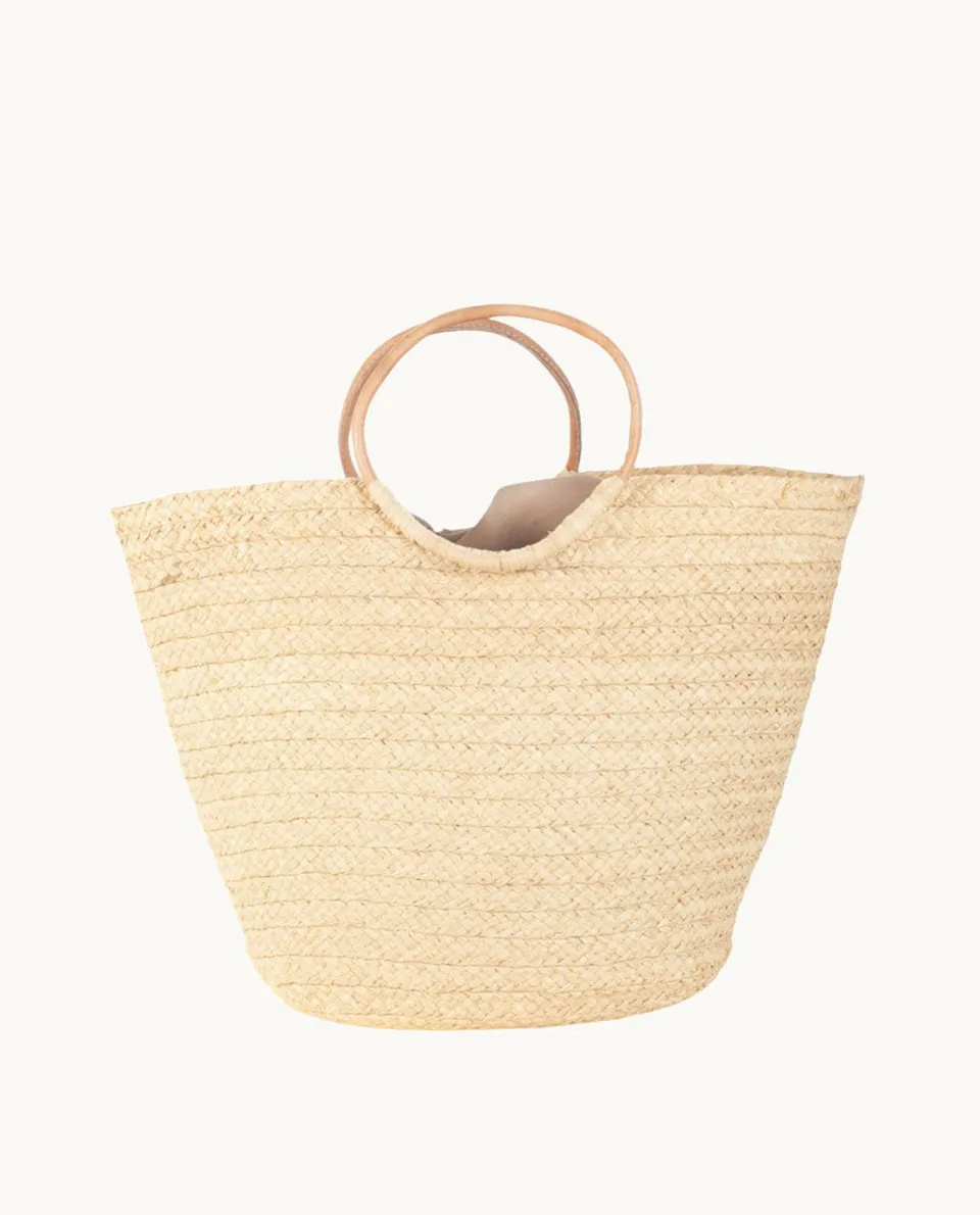 bolso-capazo-kbas-de-rafia-natural-con-asas-de-cuero-y-cierre-saco-color-natural image 1