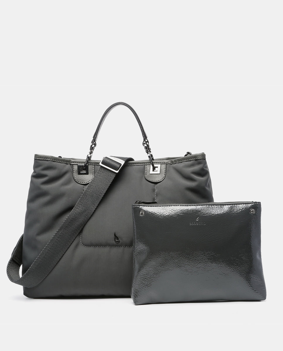 abbacino-lady-bag-bolso-de-mano-grande-de-nylon-gris image 5