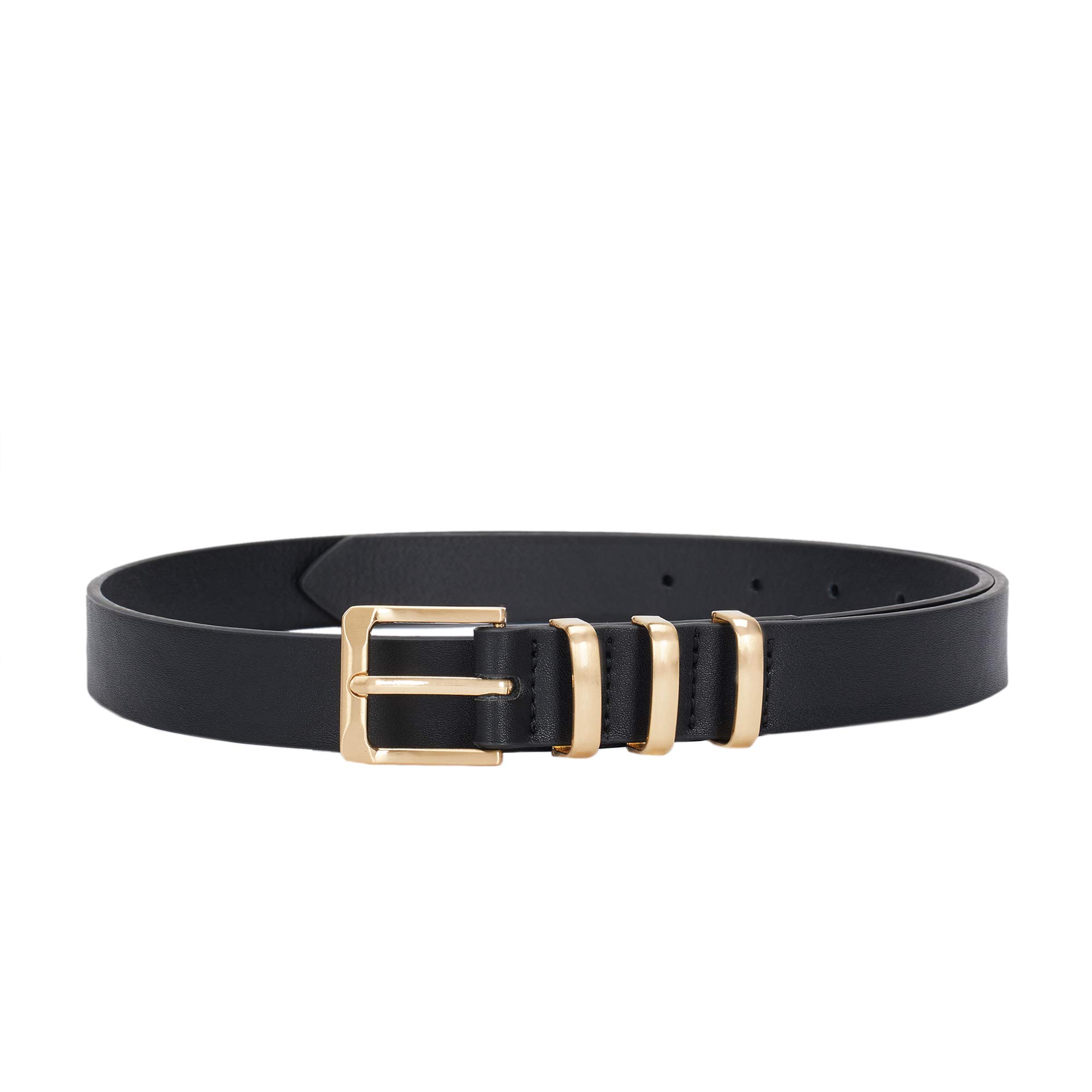 parfois-cintur-n-hebilla-dorada-estrecho-basic-negro-mujer image 1