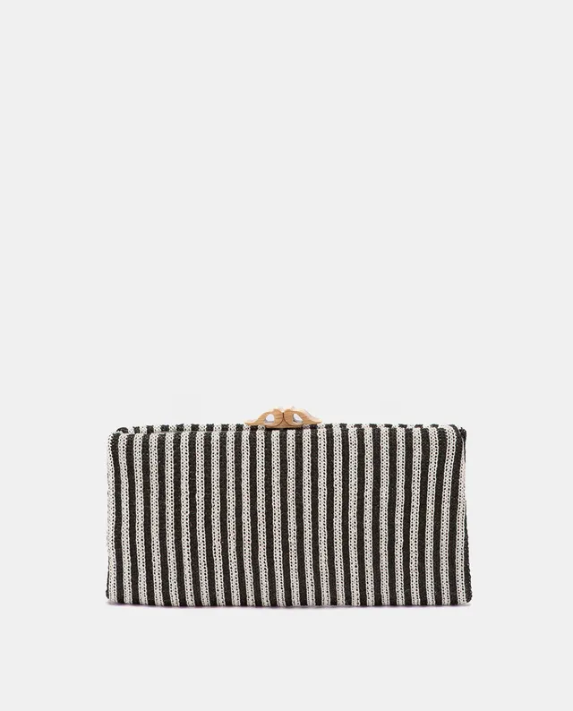 clutch-de-fiesta-abbacino-negro-a-rayas-cierre-de-boquilla-de-madera image 1