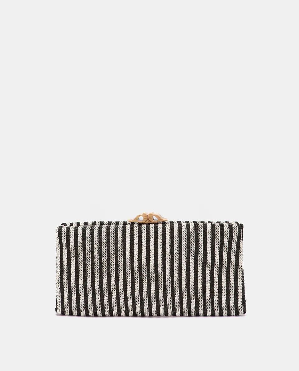 clutch-de-fiesta-abbacino-negro-a-rayas-cierre-de-boquilla-de-madera image 1