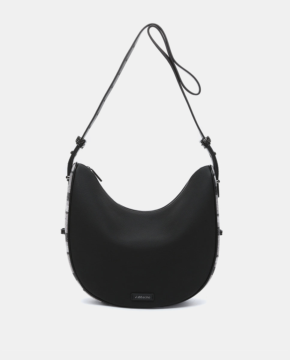 bolso-de-hombro-abbacino-estilo-hobo-en-materiales-reciclados-negro-con-cuadros- image 4