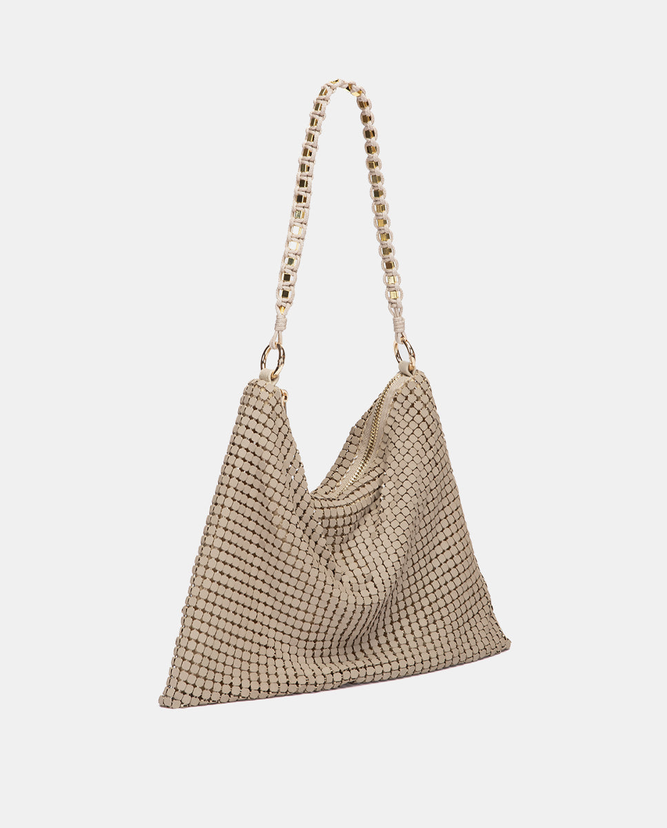 abbacino-bolso-de-fiesta-piramidal-malla-met-lica-beige image 2