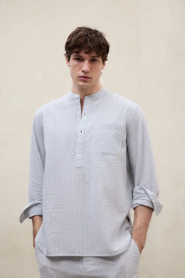 ecoalf-guille-camisa-azul-hombre-cuello-mao image 1