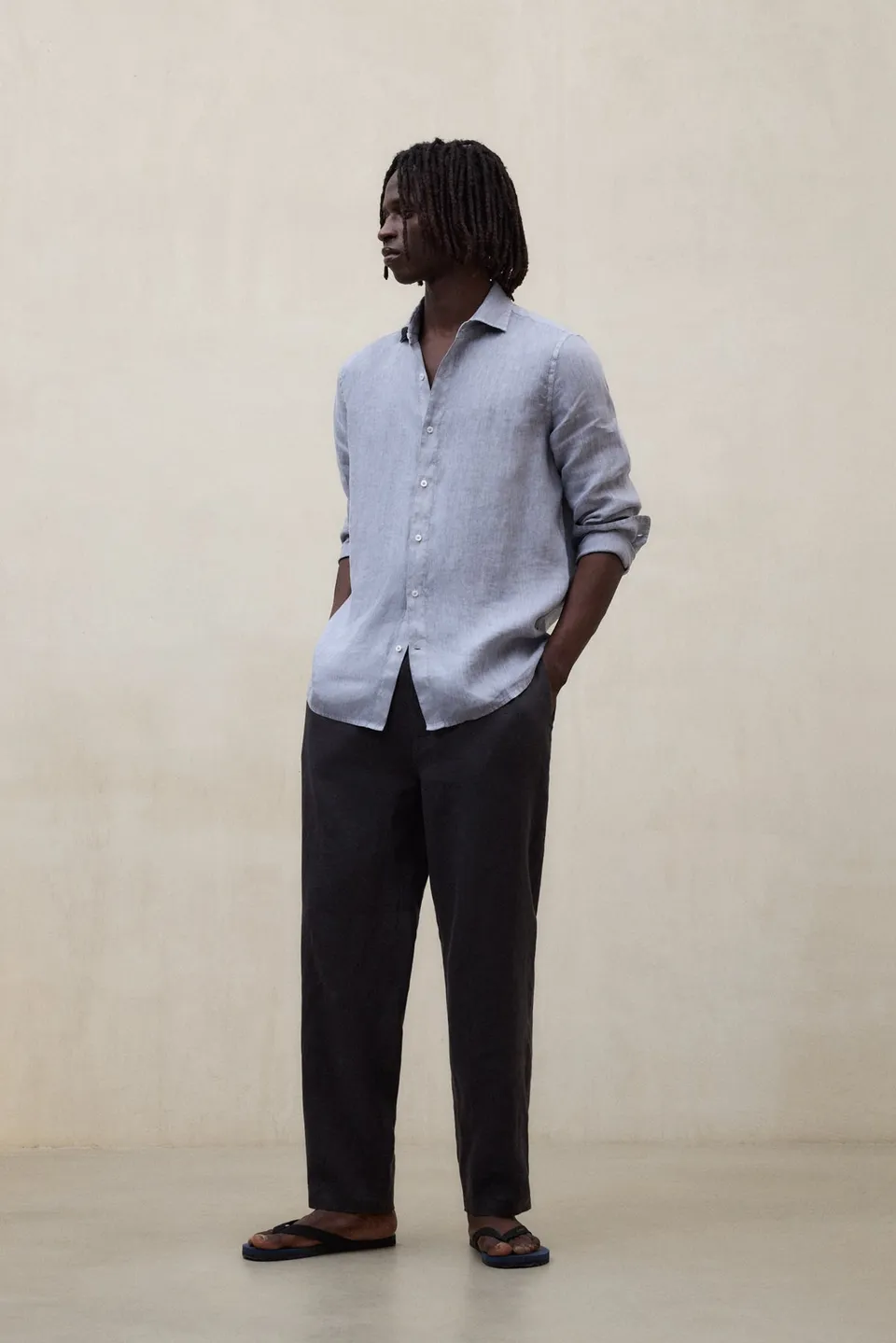 pantalones-de-lino-ethiwin-gris-oscuro-ecoalf-para-hombre image 1