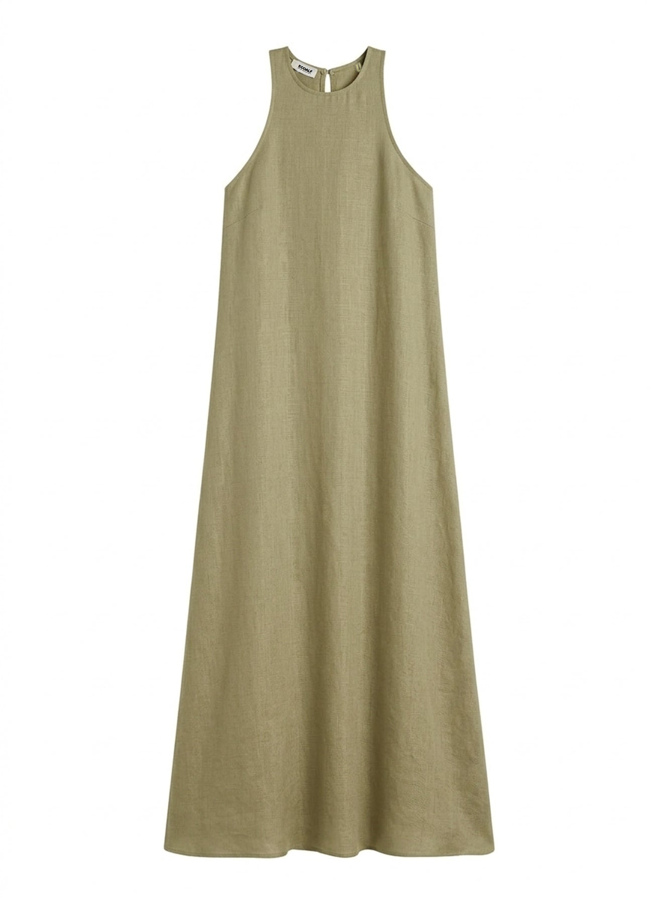 vestido-ecoalf-ukara-verde-de-lino-fit-relajado-y-sin-mangas image 8