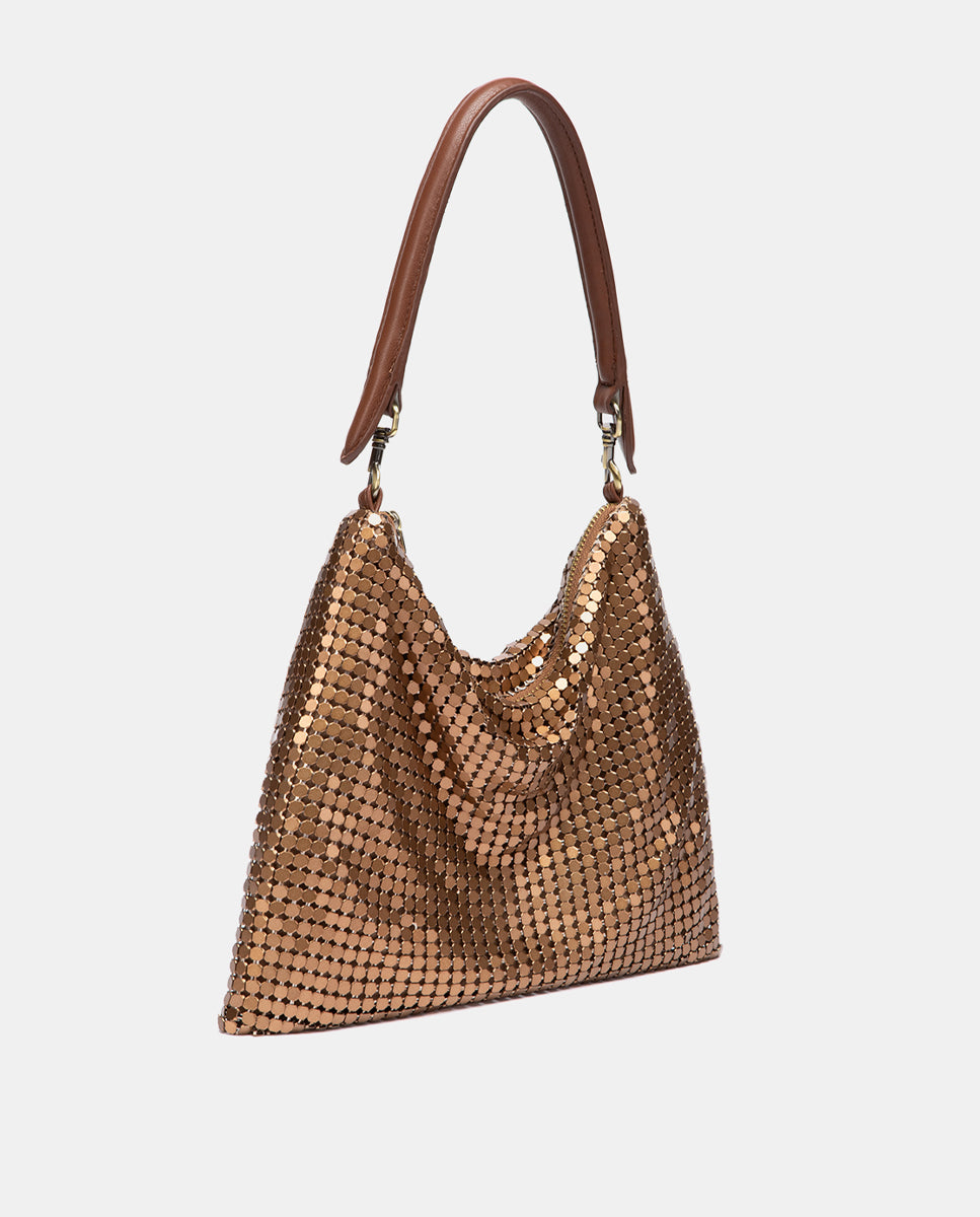bolso-de-hombro-abbacino-de-fiesta-en-malla-met-lica-ocre-con-cremallera image 3