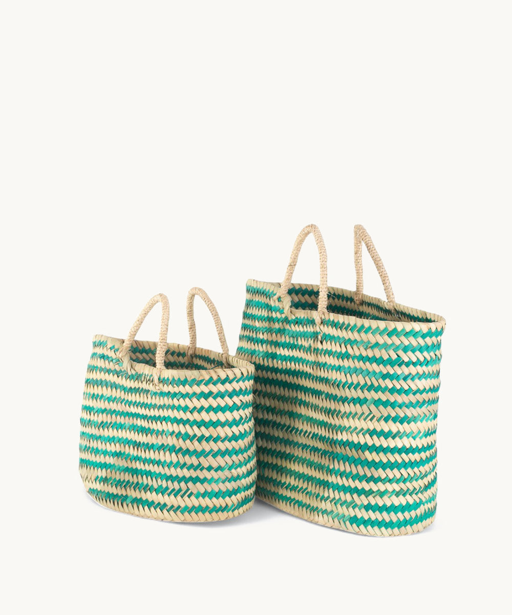 kbas-juego-dos-capazos-palma-natural-multi-verde-bolsos-de-fibra-natural image 4