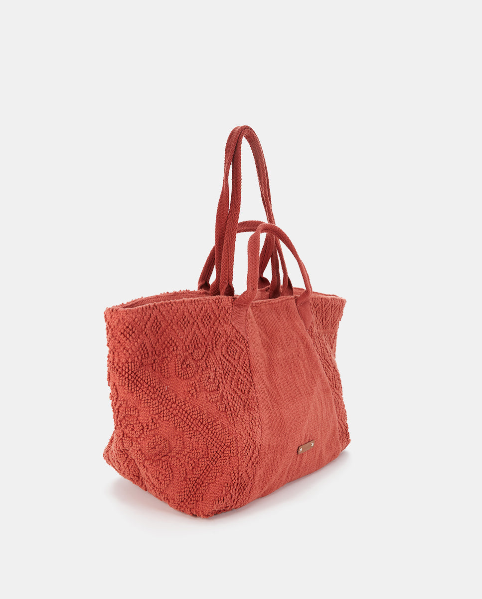 abbacino-bolsa-de-playa-algod-n-bordada-naranja image 2